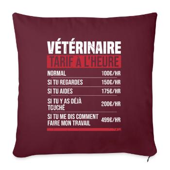 Vétérinaire tarif à l'heure idée cadeau humour - Housse de coussin décorative 45 x 45 cm - bordeaux - Devant