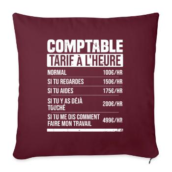 Comptable tarif à l'heure idée cadeau humour - Housse de coussin décorative 45 x 45 cm - bordeaux - Devant