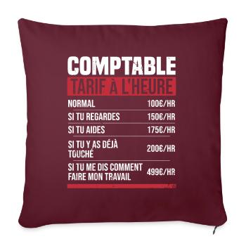 Comptable tarif à l'heure idée cadeau humour - Housse de coussin décorative 45 x 45 cm - bordeaux - Devant
