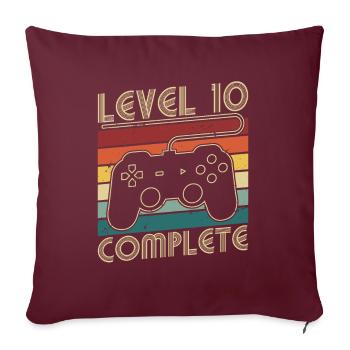 Niveau 10 Cadeau d’anniversaire complet de 10 ans - Housse de coussin décorative 45 x 45 cm - bordeaux - Devant