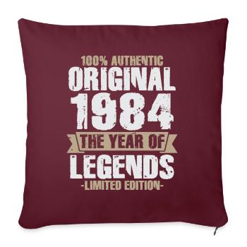 Legende 1984 Original Jahrgang Geburtstagsgeschenk - Sofakissenbezug 45 x 45 cm - Burgunderrot - Vorne
