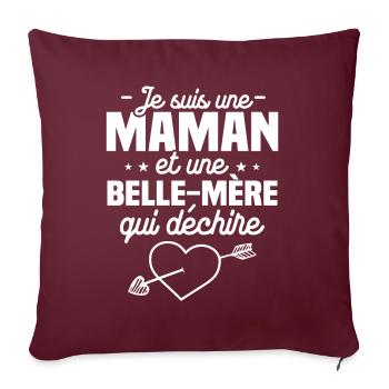 Je suis une Maman et une belle mère qui déchire - Housse de coussin décorative 45 x 45 cm - bordeaux - Devant