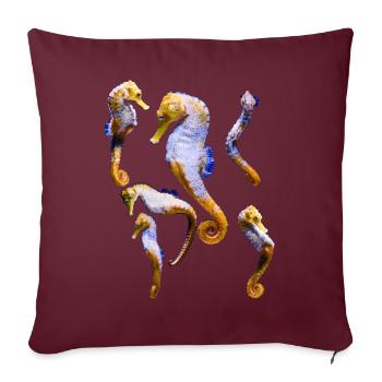 6 Tanzende Seepferdchen, Natürlich, Fische - Sofakissenbezug 45 x 45 cm - Burgunderrot - Vorne