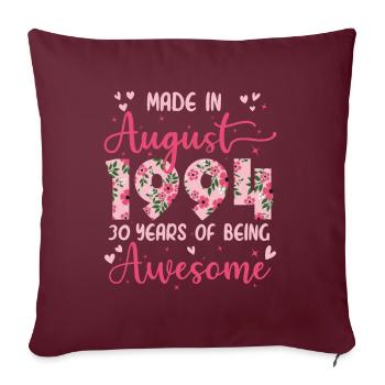August 1994 Geschenk zum 30-jährigen Jubiläum für Frauen - Sofakissenbezug 45 x 45 cm - Burgunderrot - Vorne