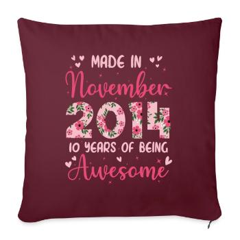 November 2014 10. Geburtstag der Mädchen - Sofakissenbezug 45 x 45 cm - Burgunderrot - Vorne