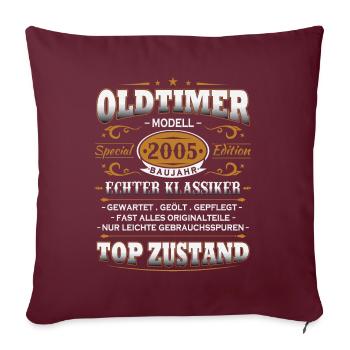 Voiture de collection Année 2005 Vintage Cadeau d’anniversaire - Housse de coussin décorative 45 x 45 cm - bordeaux - Devant