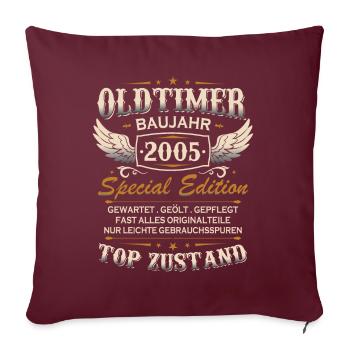 Oldtimer Baujahr Jahrgang 2005 Geburtstag Geschenk - Sofakissenbezug 45 x 45 cm - Burgunderrot - Vorne