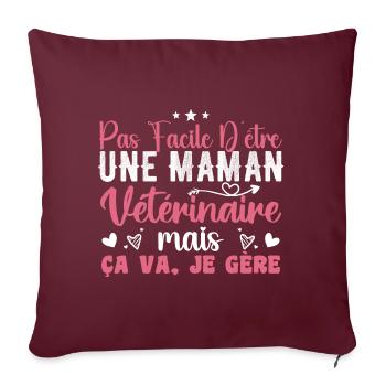 Maman Vétérinaire Idée Cadeau Métier Citation - Housse de coussin décorative 45 x 45 cm - bordeaux - Devant