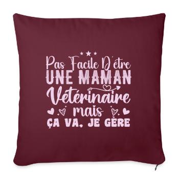 Maman Vétérinaire Idée Cadeau Métier Citation - Housse de coussin décorative 45 x 45 cm - bordeaux - Devant
