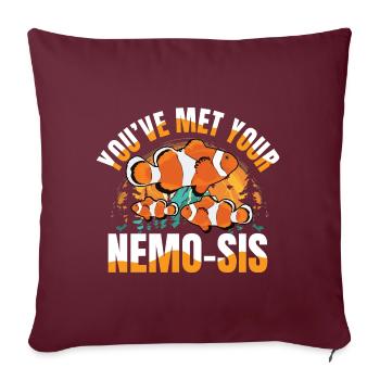 Funny Clownfisch für eine Anglerin Fischerin - Sofakissenbezug 45 x 45 cm - Burgunderrot - Vorne