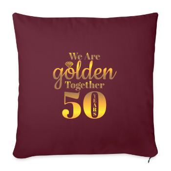 Mariage en or 50 ans cadeau marié - Housse de coussin décorative 45 x 45 cm - bordeaux - Devant