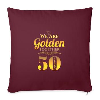 Mariage en or 50 ans cadeau marié - Housse de coussin décorative 45 x 45 cm - bordeaux - Devant