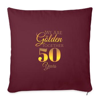 Mariage en or 50 ans cadeau marié - Housse de coussin décorative 45 x 45 cm - bordeaux - Devant