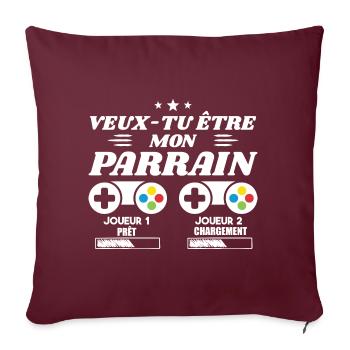 Veux-tu être mon parrain, Demande parrain gamer - Housse de coussin décorative 45 x 45 cm - bordeaux - Devant
