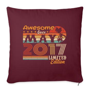Mai 2017 - Millésime 2017 Anniversaire - Mai 2017 - Housse de coussin décorative 45 x 45 cm - bordeaux - Devant