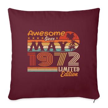Mai 1972 - Année 1972 Jubilé - Mai 1972 - Housse de coussin décorative 45 x 45 cm - bordeaux - Devant