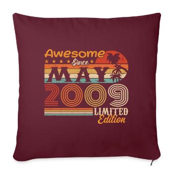 Mai 2009 - Millésime 2009 Anniversaire - Mai 2009 - Housse de coussin décorative 45 x 45 cm - bordeaux - Devant