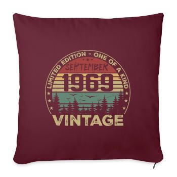 Septembre 1969 Vintage Cadeau D'anniversaire 1969 - Housse de coussin décorative 45 x 45 cm - bordeaux - Devant