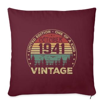 Anniversaire Millésime Fabriqué en Octobre 1941 - Housse de coussin décorative 45 x 45 cm - bordeaux - Devant