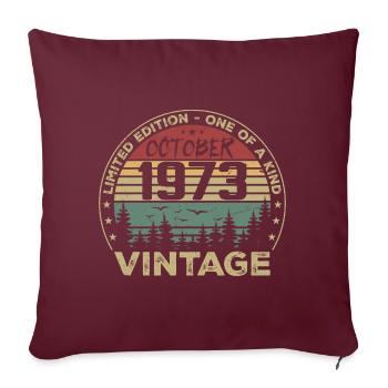 Anniversaire Millésime Fabriqué en Octobre 1973 - Housse de coussin décorative 45 x 45 cm - bordeaux - Devant