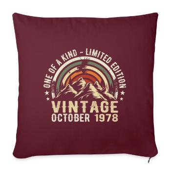 Anniversaire Octobre 1978 - Born in October 1978 - Housse de coussin décorative 45 x 45 cm - bordeaux - Devant