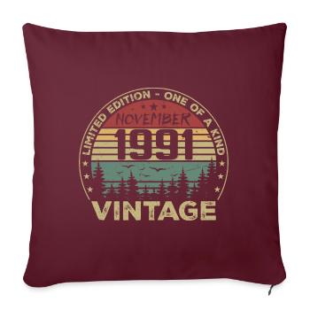 Novembre 1991 Cadeau Vintage - Né en Novembre 1991 - Housse de coussin décorative 45 x 45 cm - bordeaux - Devant