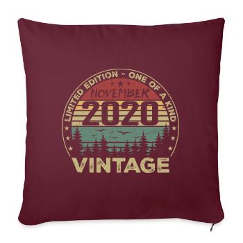 Novembre 2020 Cadeau Vintage - Né en Novembre 2020 - Housse de coussin décorative 45 x 45 cm - bordeaux - Devant