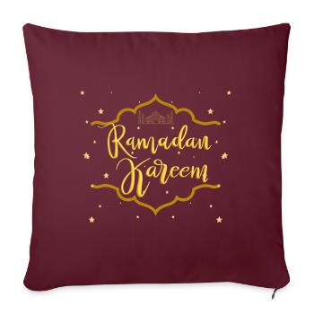 Étoiles d’or du Ramadan Kareem - Housse de coussin décorative 45 x 45 cm - bordeaux - Devant