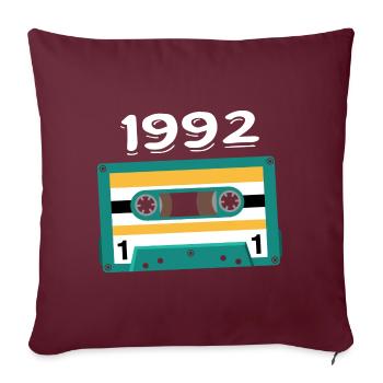 Cassette 1992 Vintage Anniversaire 1992 - Housse de coussin décorative 45 x 45 cm - bordeaux - Devant