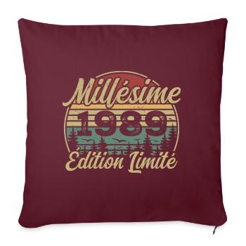 Millésime 1989 - Cadeau Pour le 35e Anniversaire - Housse de coussin décorative 45 x 45 cm - bordeaux - Devant