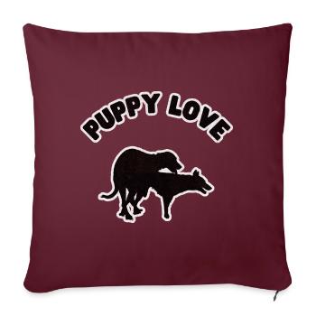 Puppy Love Black Grunge - Housse de coussin décorative 45 x 45 cm - bordeaux - Devant