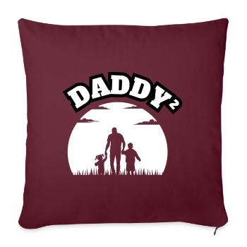 Daddy² 2 Enfants Garçon Et Fille Blanc - Housse de coussin décorative 45 x 45 cm - bordeaux - Devant