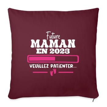 Future Maman 2023 Cadeau Nouvelle Naissance Maman - Housse de coussin décorative 45 x 45 cm - bordeaux - Devant
