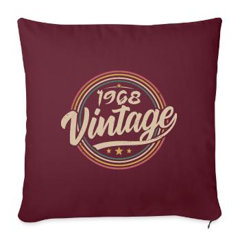 1968 Vintage 1968 Birthday Gift - Retro Style 1968 - Housse de coussin décorative 45 x 45 cm - bordeaux - Devant