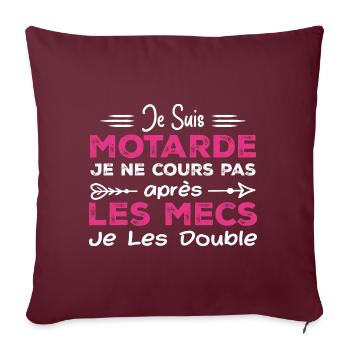 Je Suis Motarde - Humour Cadeau Motarde - Housse de coussin décorative 45 x 45 cm - bordeaux - Devant