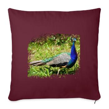 Le paon est originaire d’Inde - Housse de coussin décorative 45 x 45 cm - bordeaux - Devant