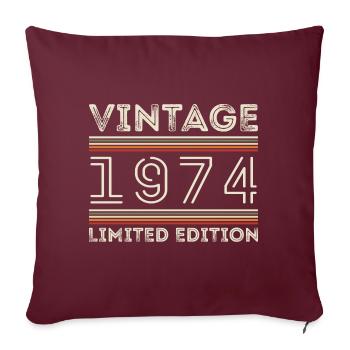 Millésime 1974 - Année 1974 Cadeau d’anniversaire 1974 - Housse de coussin décorative 45 x 45 cm - bordeaux - Devant