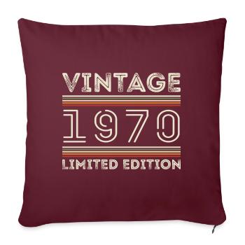 Vintage des années 1970 - année 1970 ' s cadeau d’anniversaire des années 1970 - Housse de coussin décorative 45 x 45 cm - bordeaux - Devant