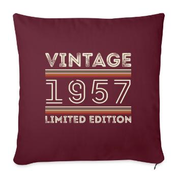 Millésime 1957 - Année 1957 Cadeau d’anniversaire 1957 - Housse de coussin décorative 45 x 45 cm - bordeaux - Devant