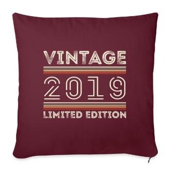 Jahrgang 2019 - Jahr 2019 Geburtstagsgeschenk 2019 - Sofakissenbezug 45 x 45 cm - Burgunderrot - Vorne