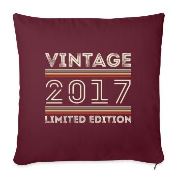 Millésime 2017 - Année 2017 Cadeau d’anniversaire 2017 - Housse de coussin décorative 45 x 45 cm - bordeaux - Devant