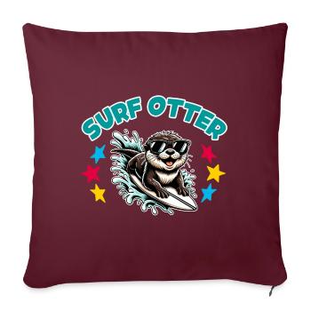 Drôle de loutre surfeuse avec des lunettes de soleil - Housse de coussin décorative 45 x 45 cm - bordeaux - Devant