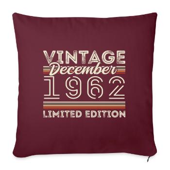 Vintage Décembre 1962 - 63e Anniversaire Décember - Housse de coussin décorative 45 x 45 cm - bordeaux - Devant