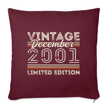 Vintage Décembre 2001 - 24e Anniversaire Décember - Housse de coussin décorative 45 x 45 cm - bordeaux - Devant