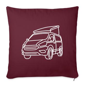 Camping-car avec toit relevable - Contour blanc - Housse de coussin décorative 45 x 45 cm - bordeaux - Devant