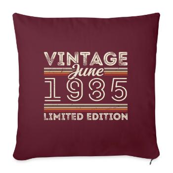 Juin 1985 Juin Anniversaire Présent Juin 1985 - Housse de coussin décorative 45 x 45 cm - bordeaux - Devant