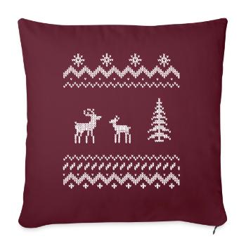 Weihnachten Christmas xmas Rentier Stickmuster - Sofakissenbezug 45 x 45 cm - Burgunderrot - Vorne