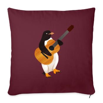 Guitare guitare acoustique Pingouin Cadeau enfants - Housse de coussin décorative 45 x 45 cm - bordeaux - Devant
