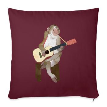 Guitare guitare acoustique Singe motif enfant cadeau - Housse de coussin décorative 45 x 45 cm - bordeaux - Devant