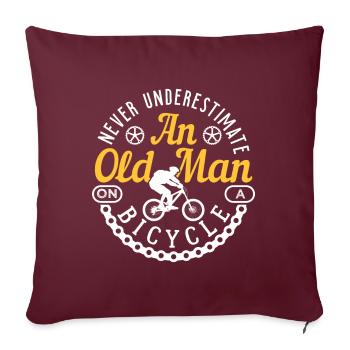 Never Understimate An Old Man On A Bicycle - Housse de coussin décorative 45 x 45 cm - bordeaux - Devant
